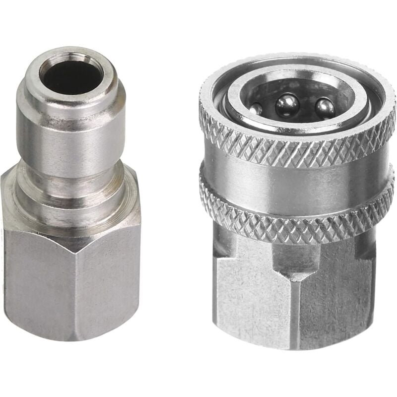 foto del prodotto aiperq set adattatore per idropulitrice, kit di collegamento rapido da 3 8 pollici, raccordo femmina, acciaio inossidabile, 5000 psi