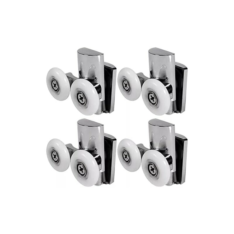 foto del prodotto aiperq set di 4 ruote per doccia con doppia porta scorrevole 2 superiori 2 inferiori 25 mm 2 superiori 2 inferiori 