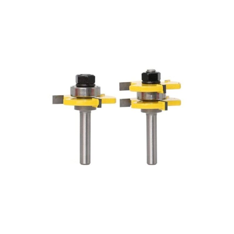 foto del prodotto aiperq set di frese per incastri a maschio e femmina, 3 scanalature, gambo da 8 mm, fresa a t per legno, utensili per la lavorazione del legno
