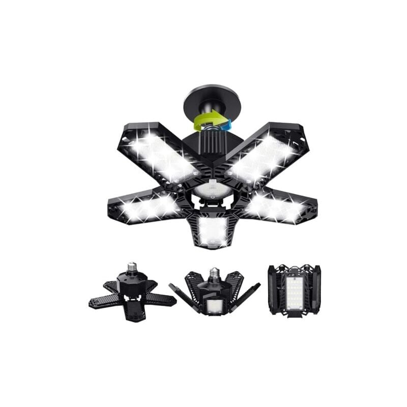 foto del prodotto aiperq set di luci led per garage 120 w 12000 lm lampada da officina plafoniere deformabili pannelli e26 e27 1 lampada
