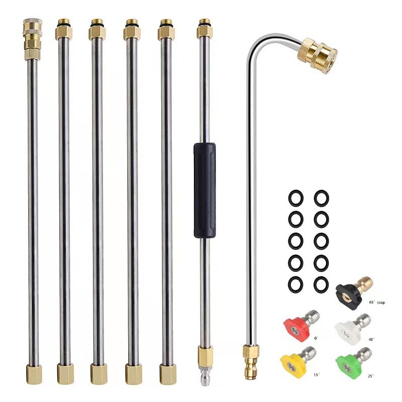 foto del prodotto aiperq set di prolunga per idropulitrice retrattile, lancia per idropulitrice con 5 ugelli di spruzzo, 1 accessorio per la pulizia delle grondaie,