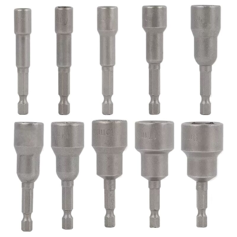 foto del prodotto aiperq set di punte a bussola a impatto da 10 pezzi, 6 19 mm, set di bussole esagonali magnetiche, punte da trapano magnetiche, set di bussole