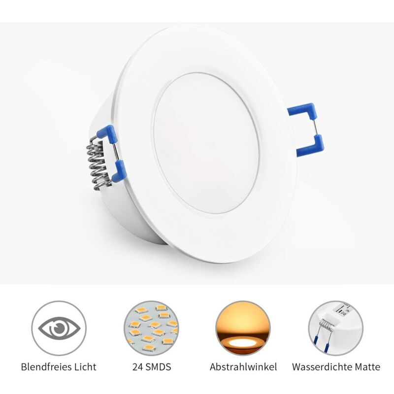 foto del prodotto aiperq set faretto da incasso a soffitto a led, 5w 230v 3000k 500 lumen lampada da incasso a soffitto piatta ultrasottile ip44 impermeabile per