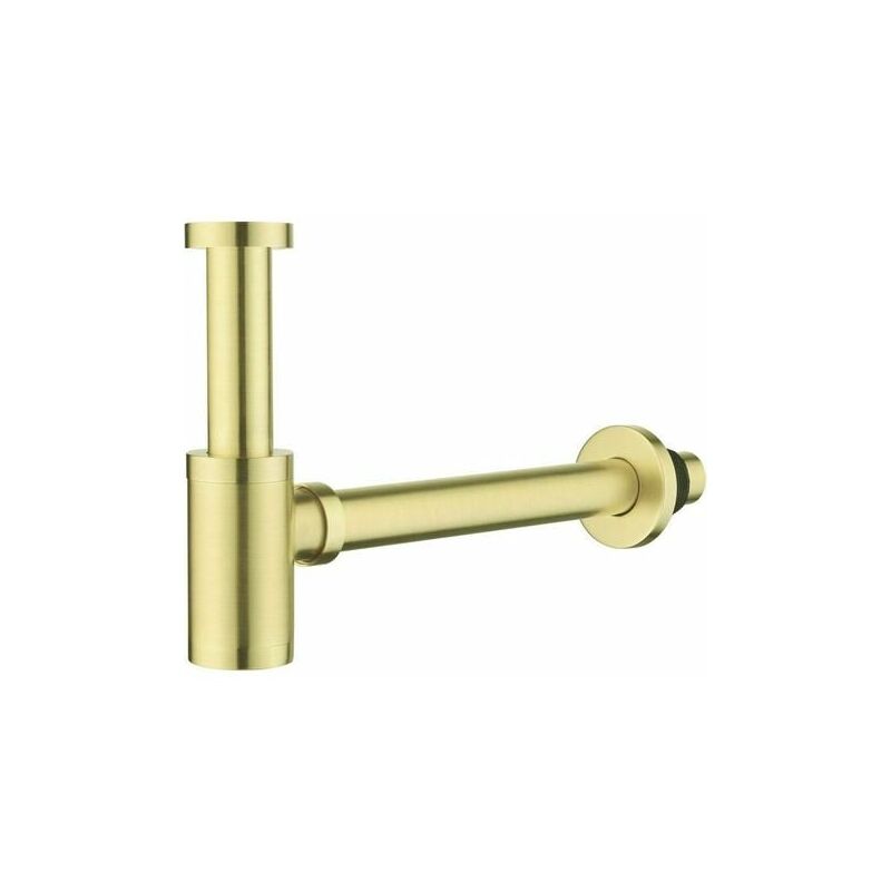 foto del prodotto aiperq sifone di design universale in ottone spazzolato per lavabo e lavandino del bagno, con piletta, diametro 1 1 4 x 32 mm.