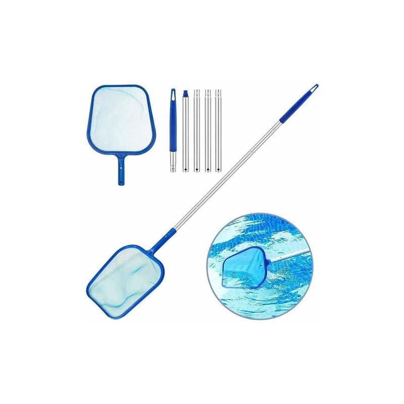 foto del prodotto aiperq skimmer per piscina, kit per la pulizia delle foglie, rete per piscina con asta telescopica da 120 cm, rete per skimmer a maglia fine per