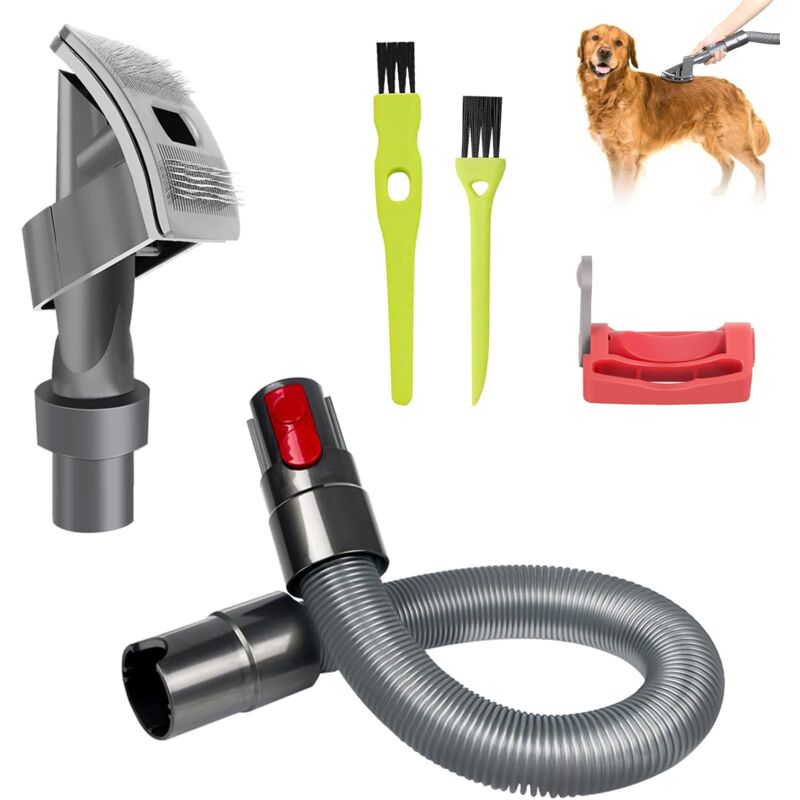 foto del prodotto aiperq spazzola per aspirapolvere per cani per dyson v15 v12 v11 v10 v8 v7, spazzola per toelettatura con tubo di prolunga, adattatore, blocco