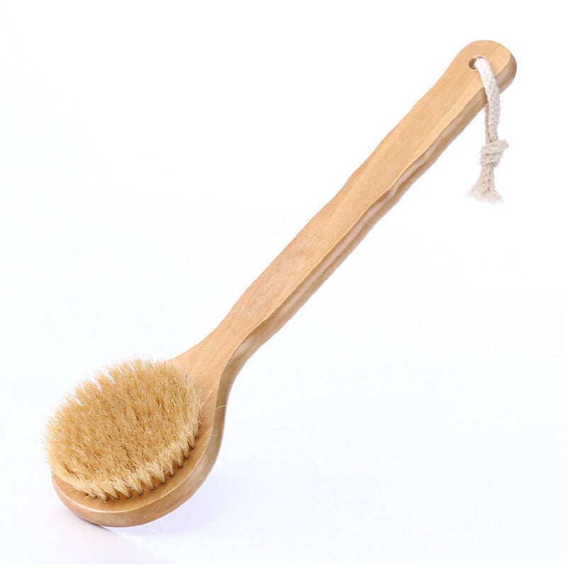 foto del prodotto aiperq spazzola per il corpo spazzola per la schiena asciutta spazzola da bagno in legno di bamb setole naturali massaggio esfoliante