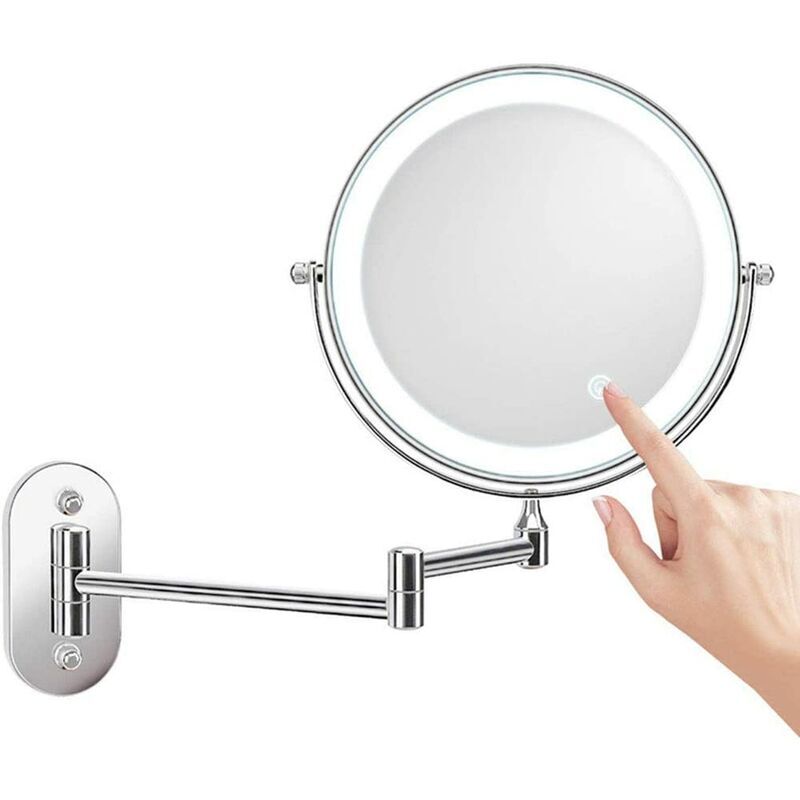foto del prodotto aiperq specchio per trucco a led da 8 pollici specchio ingranditore illuminato a parete ingrandimento 1x 10x ricarica usb regolabile in 3 colori