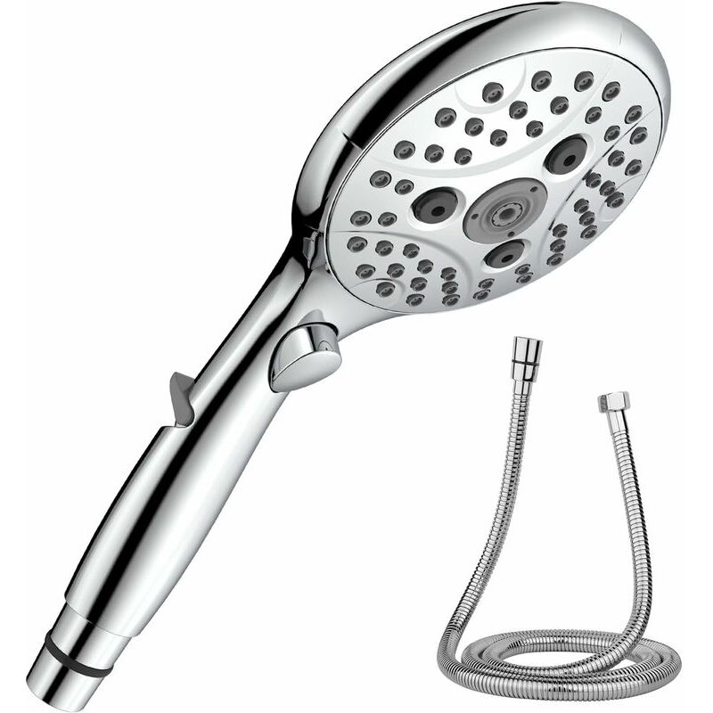 foto del prodotto aiperq spruzzatore con arresto dell acqua, doccetta 6 tipi di getto, spruzzatore a risparmio idrico con tubo da 150 cm, spruzzatore con limitatore