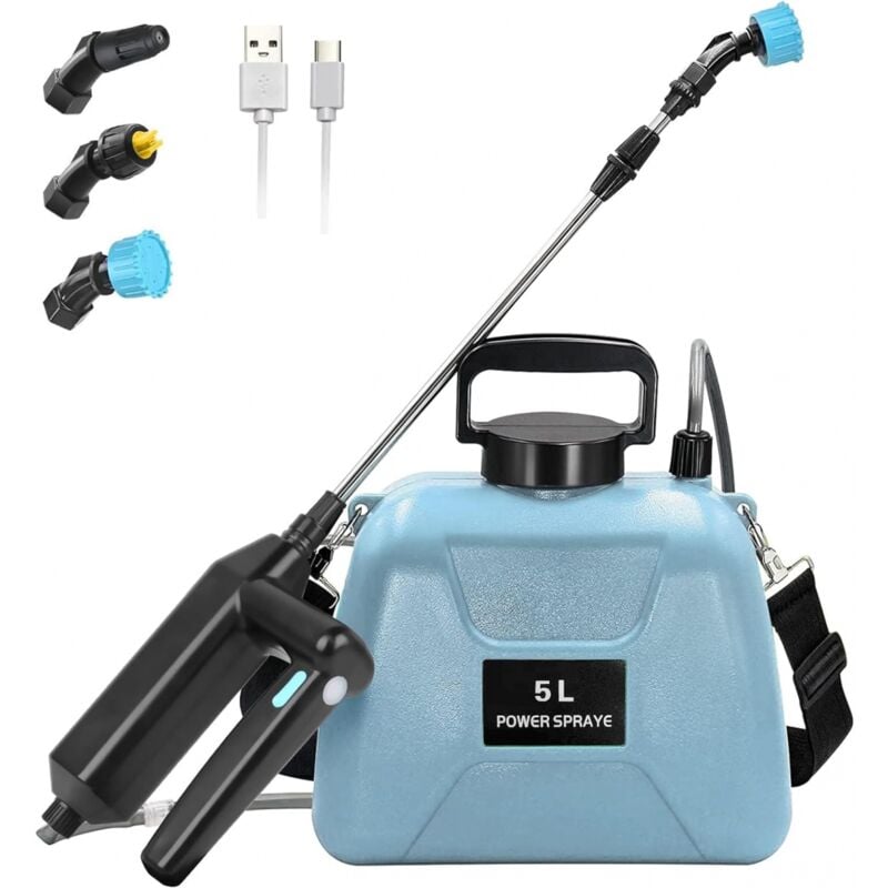 foto del prodotto aiperq spruzzatore elettrico da 7,4 v 2400 mah, spruzzatore da giardino da 5 l, spruzzatore da tetto retrattile, spruzzatore a pressione con 3