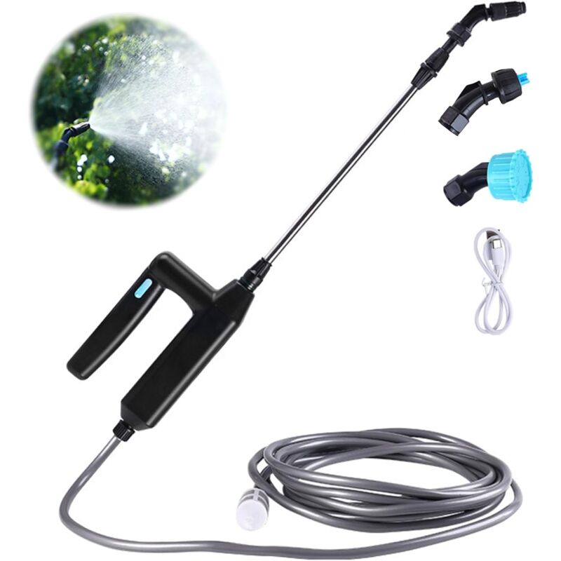 foto del prodotto aiperq spruzzatore elettrico da giardino con 3 ugelli e tubo da 5 m, ricaricabile tramite usb, protezione piante, diserbo e lavaggio auto 7,2 v 