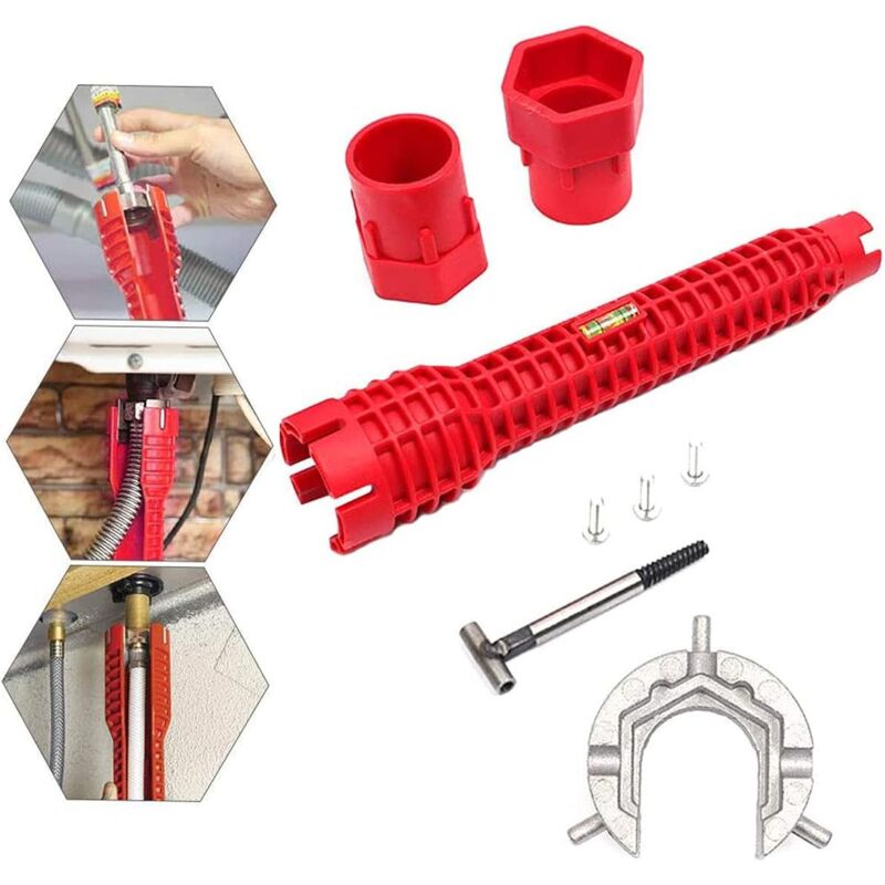foto del prodotto aiperq strumento di installazione del lavandino multifunzione, chiave per rubinetto multiuso, strumento di riparazione del rubinetto per rubinetto