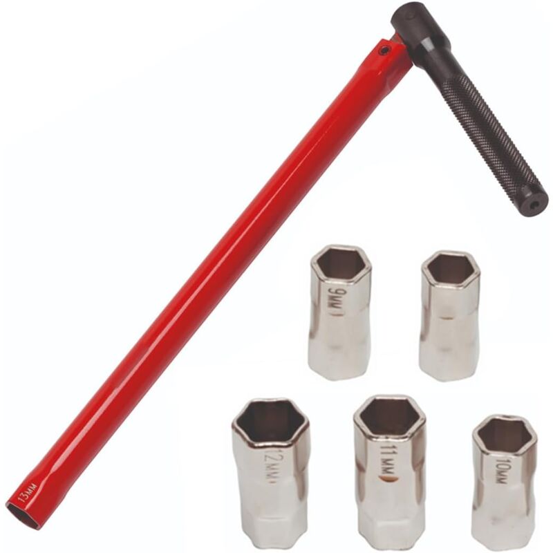 foto del prodotto aiperq strumento di installazione del rubinetto, chiave per rubinetto, chiave rossa per rubinetto diametro 13 mm con 5 punte aggiuntive di diametro