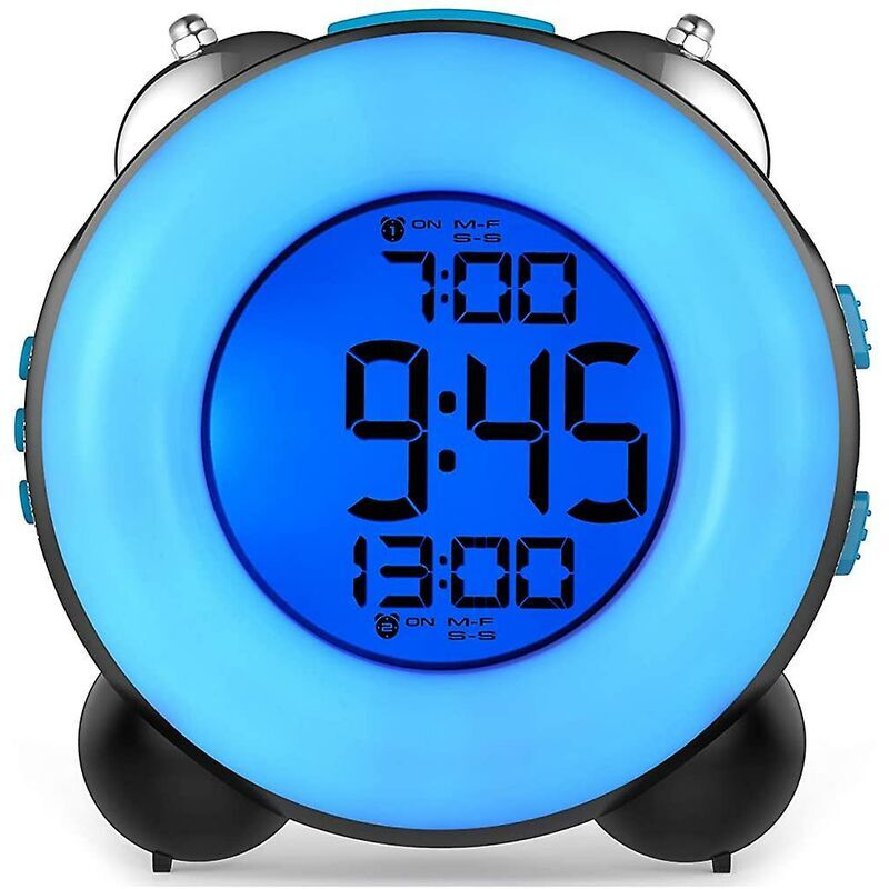 foto del prodotto aiperq sveglia rumorosa per chi dorme profondamente con allarme opzionale, doppia impostazione di allarme, funzione snooze blu completo 1 pz.