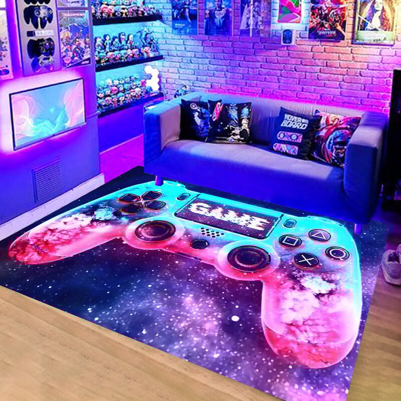 foto del prodotto aiperq tappeto moderno per camera da letto gamer controller 3d tappeto antiscivolo per ragazzo adolescente per soggiorno console di gioco
