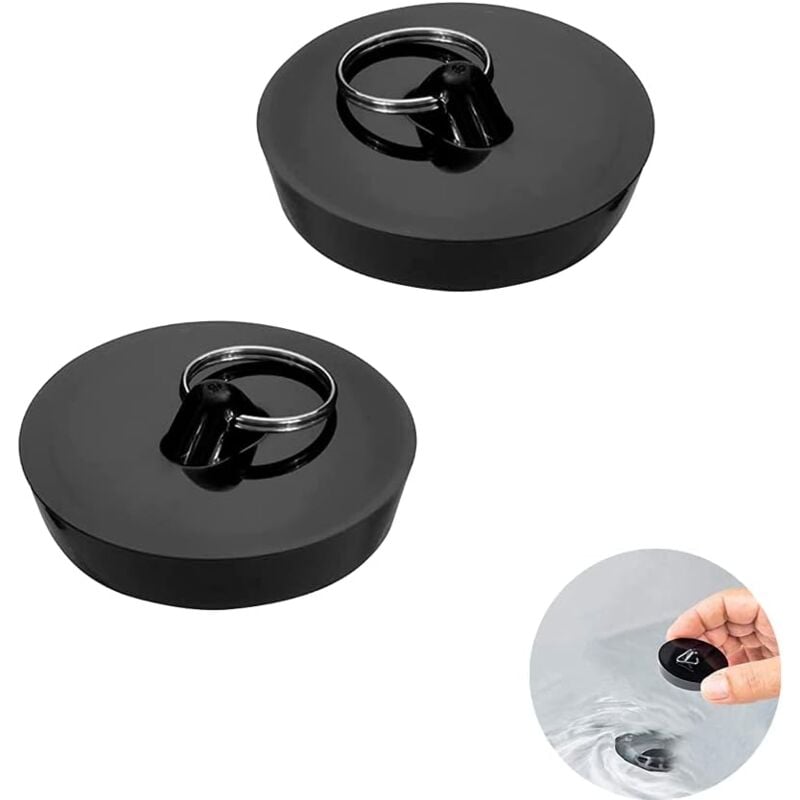 foto del prodotto aiperq tappo di scarico 2 pezzi, tappo per lavandino per scarico 44 a 42 mm, tappo in gomma per lavandino con anello di sospensione, tappi