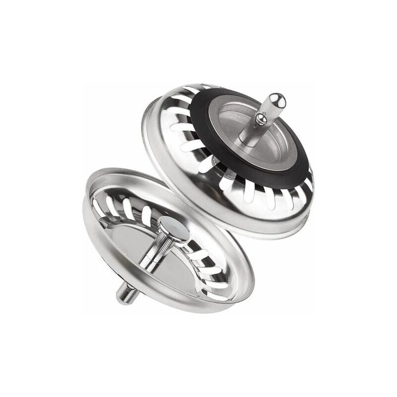 foto del prodotto aiperq tappo di scarico classico diametro 79,3 mm, set di 2 tappi per lavello cucina in acciaio inox, filtro universale per lavello cucina, tappo