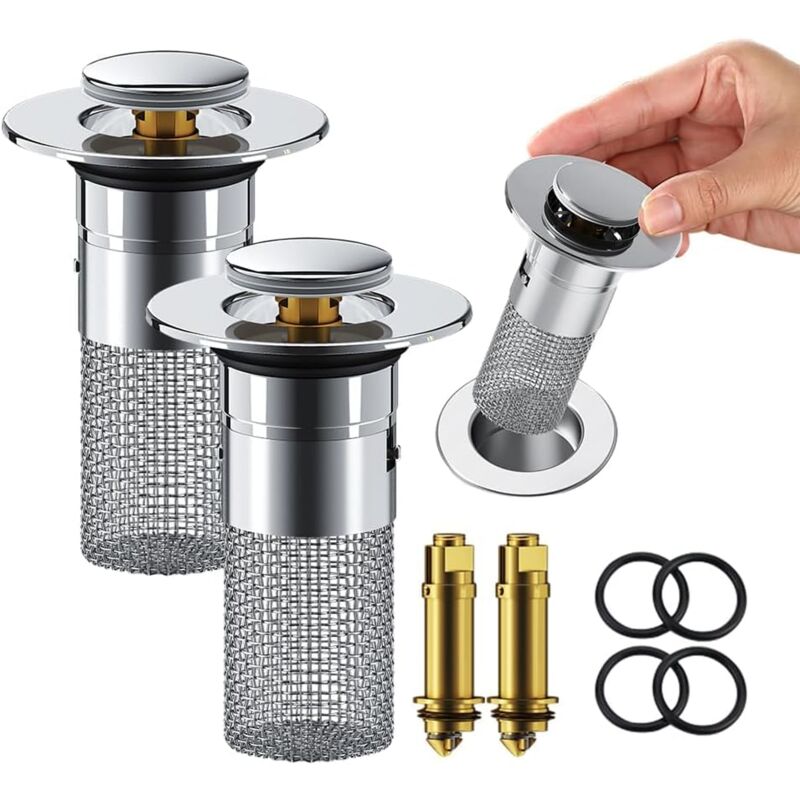 foto del prodotto aiperq tappo per lavandino del bagno, filtro di scarico pop up con cestello filtrante rimovibile in acciaio inossidabile, filtro di scarico per