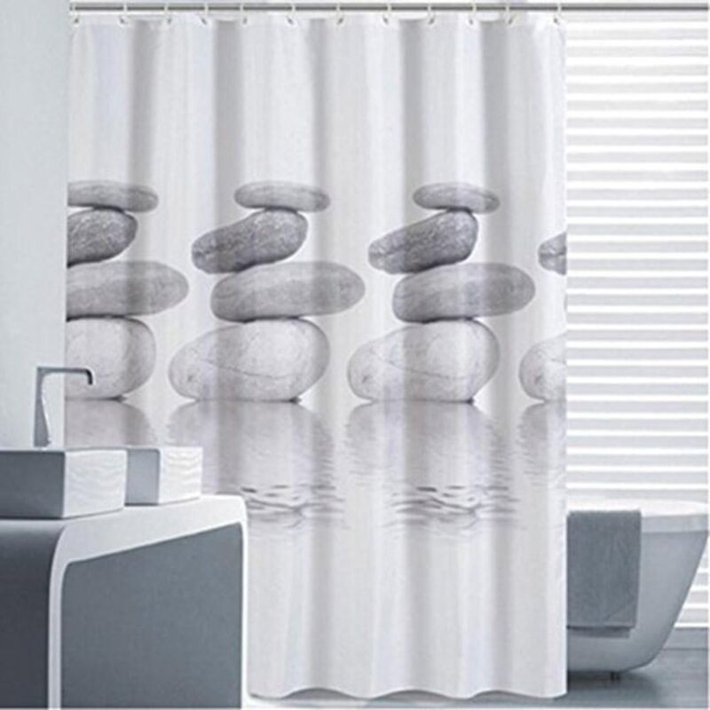 foto del prodotto aiperq tenda da doccia 180 x 200 cm, tessuto grigio ghiaia, resistente alla muffa, impermeabile, con 12 tubi doccia