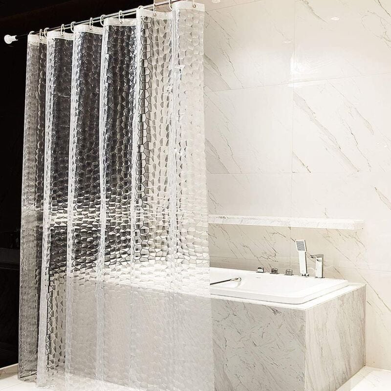 foto del prodotto aiperq tenda da doccia 180x200 cm 100 eva semitrasparente impermeabile antimuffa, senza pvc, cubo d acqua 3d spesso 0,2 mm con 12 anelli tenda da