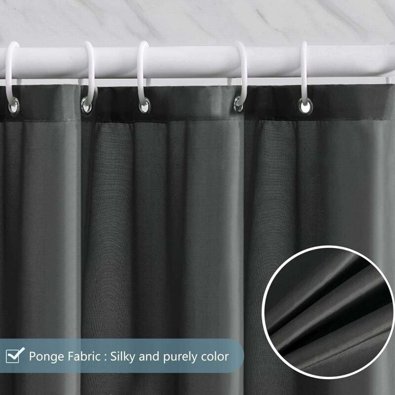 foto del prodotto aiperq tenda da doccia 240 x 200 cm con 16 ganci extra larga resistente alla muffa grigio scuro impermeabile tenda da bagno grande tessuto in