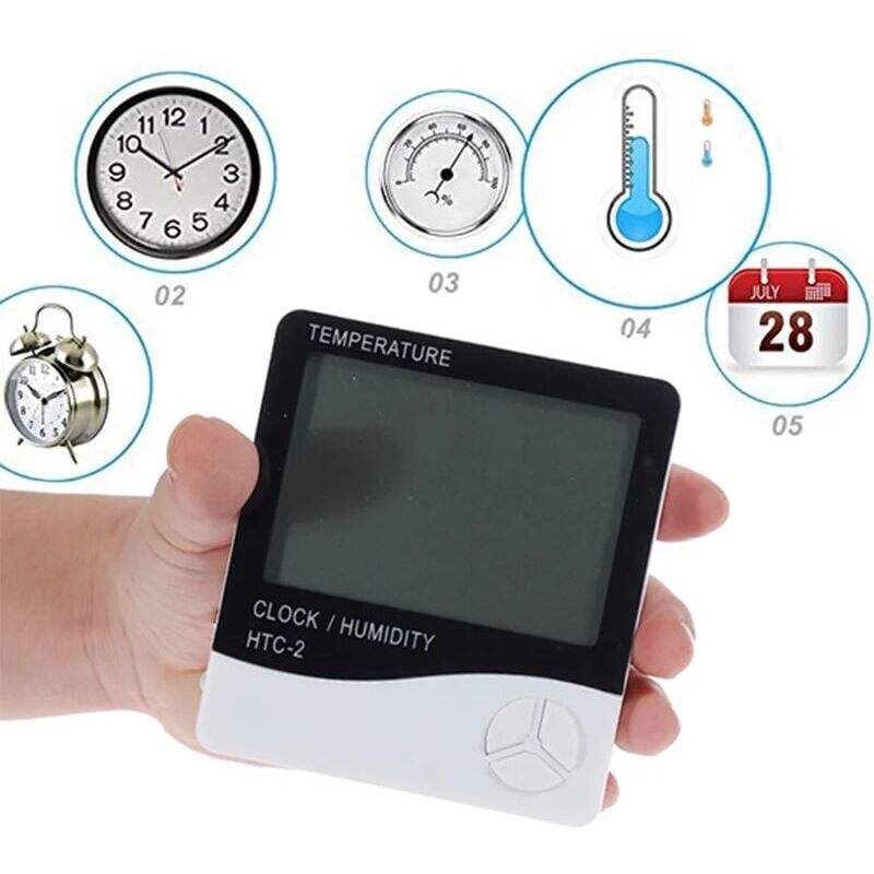 foto del prodotto aiperq termometro igrometro digitale lcd stazione meteorologica elettronica per interni ed esterni