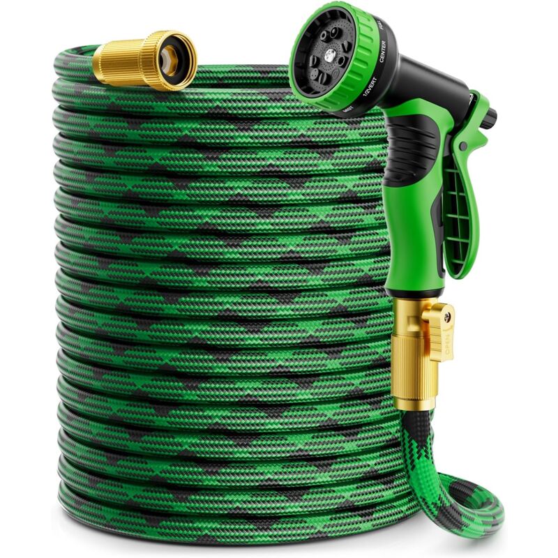 foto del prodotto aiperq tubo da giardino da 100 piedi, flessibile e leggero con 10 ugelli funzionali, portatile e antipiega, tubo da giardino per esterni per