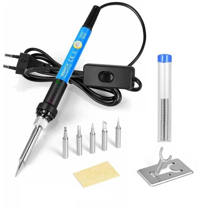 foto del prodotto aiperq ymyny saldatore di precisione con supporto e interruttore on off, kit 9 in 1, 5 punte, filo per saldatura, temperatura regolabile 200 450 