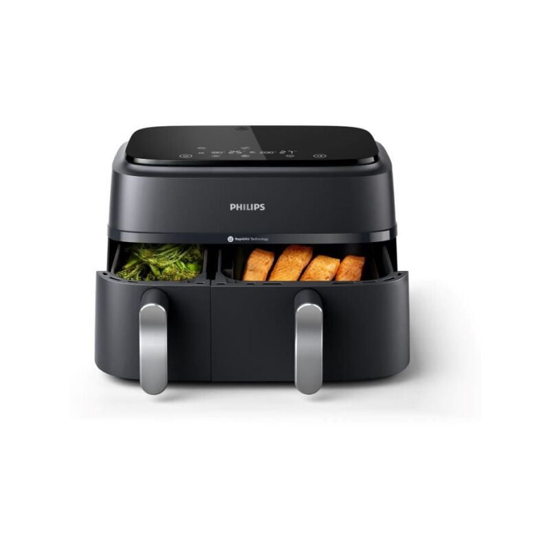 foto del prodotto airfryer philips na351 00 acciaio inossidabile 9,0 l doppia vasca 38,25 x 44,39 x 31,42 cm