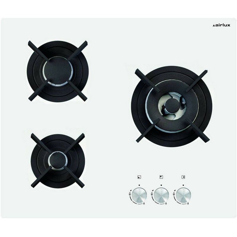 foto del prodotto airlux tavolo a gas in vetro 3 fuochi 60cm av635hwh