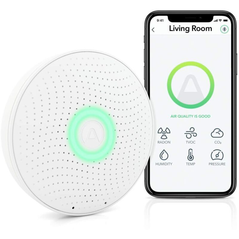 foto del prodotto airthings 2930 wave plus monitor per il radon e la qualit dell aria con rilevatore di co2, cov, pressione atmosferica, umidit e temperatura,
