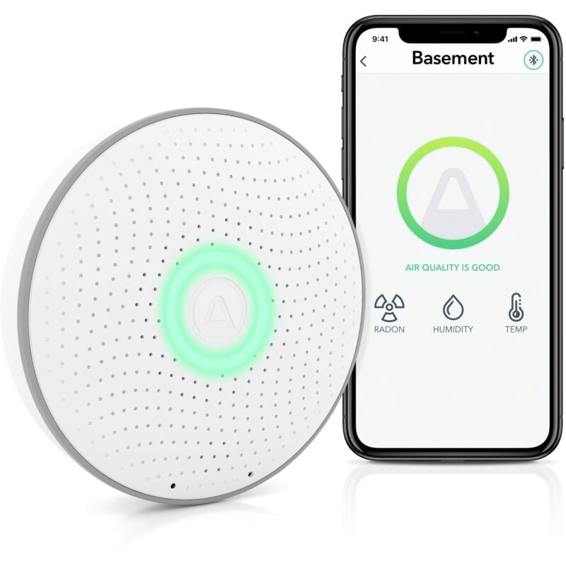 foto del prodotto airthings - wave radon - smart radon detector - rilevatore di umidità e temperatura