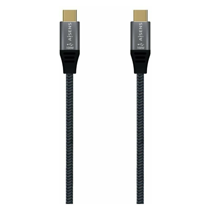 foto del prodotto aisens cavo usb 3.1 tipo c a107 0670 20gbps 100w usb tipo c maschio usb tipo c maschio 0.6m grigio