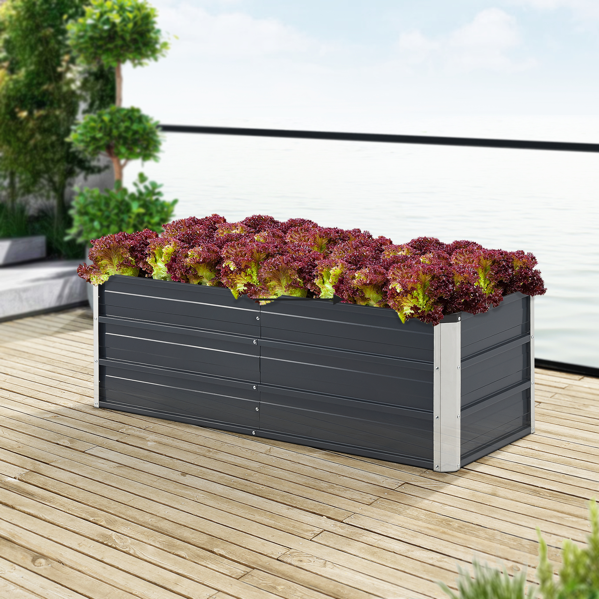 foto del prodotto aiuola alta da giardino nijmegen lxpxa 125 x 47 x 40 cm struttura con divisorio en.casa 