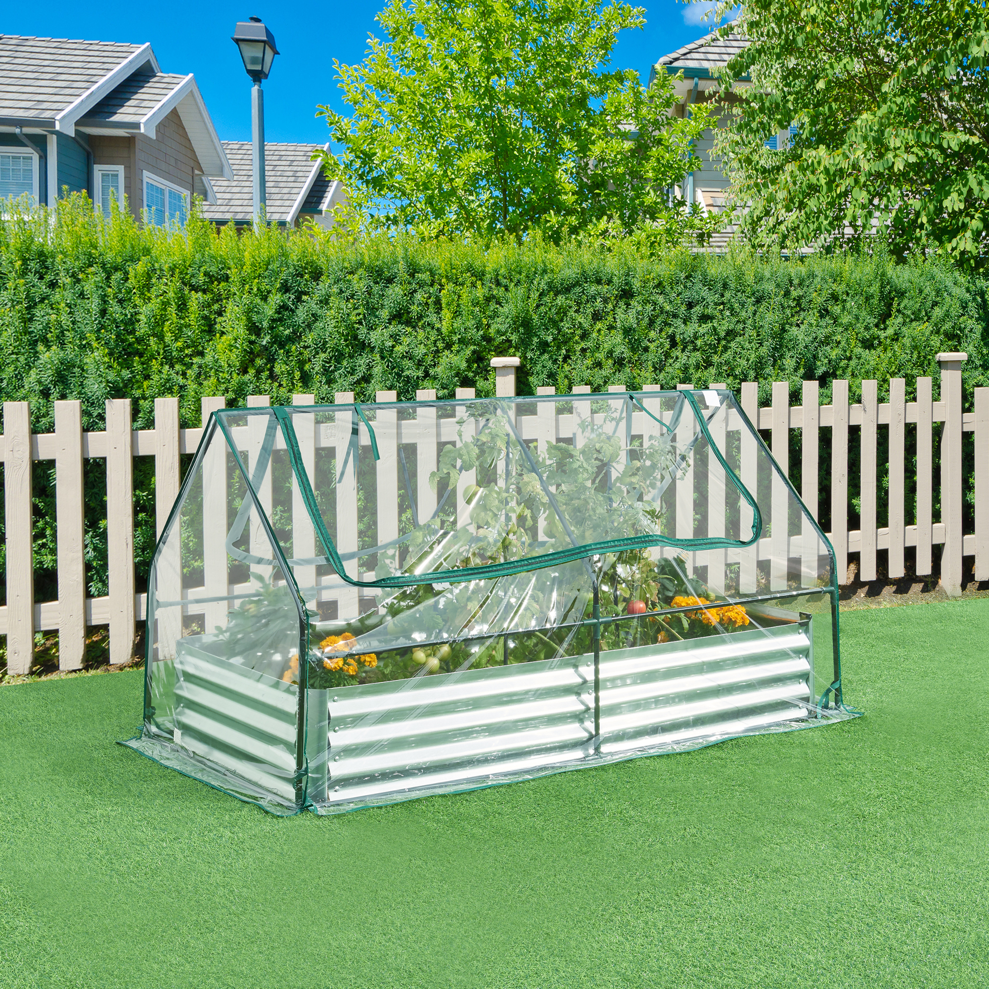 foto del prodotto aiuola balsorano rialzata con copertura mini serra 186 x 96 x 98 cm - trasparente en.casa