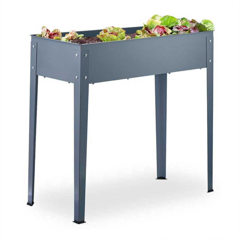 foto del prodotto aiuola rialzata, 80 x 86 x 40,5 cm, orto per balcone, giardino e terrazza, per piantare verdure e erbe, grigio relaxdays