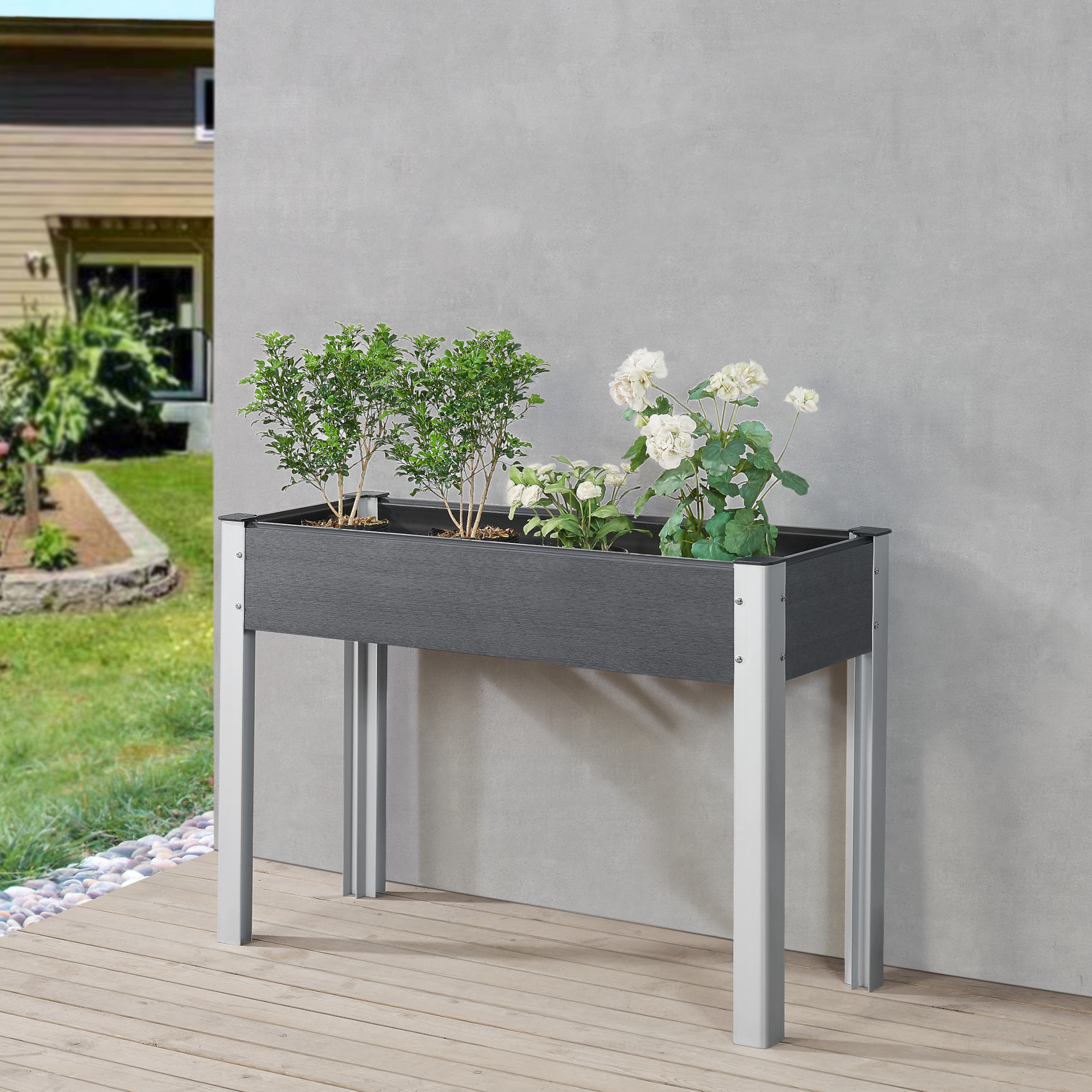 foto del prodotto aiuola rialzata beverwijk 100 x 40 x 75 cm grigio scuro en.casa 
