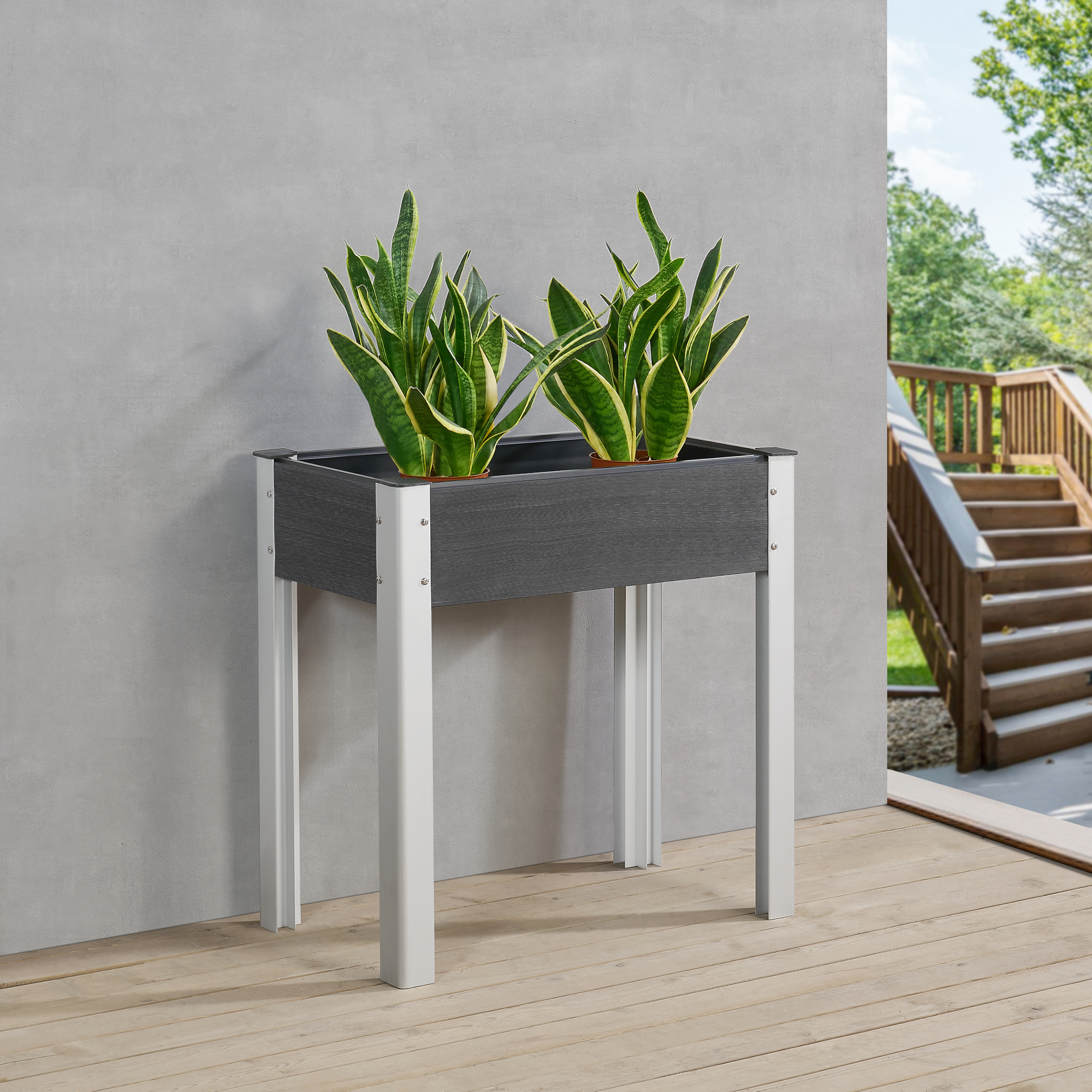 foto del prodotto aiuola rialzata beverwijk 75 x 40 x 75 cm grigio scuro en.casa 