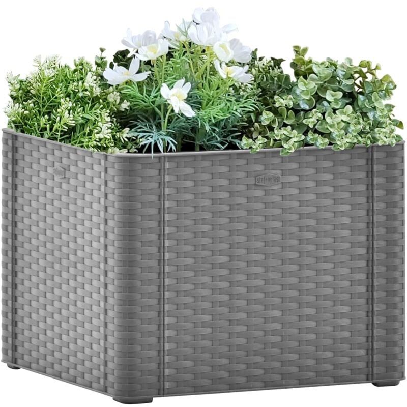 foto del prodotto aiuola rialzata giardino sistema irrigazione grigia 43x43x33 cm vidaxl