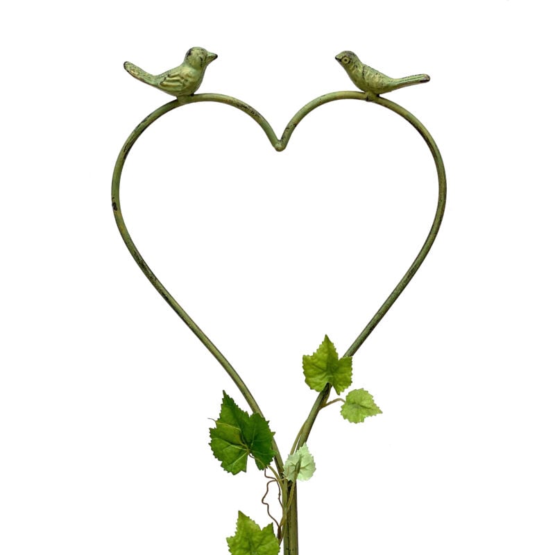 foto del prodotto aiuto per arrampicata cuore verde con uccelli 96018 aiuto per arrampicata in metallo 104 cm spina a terra traliccio dandibo