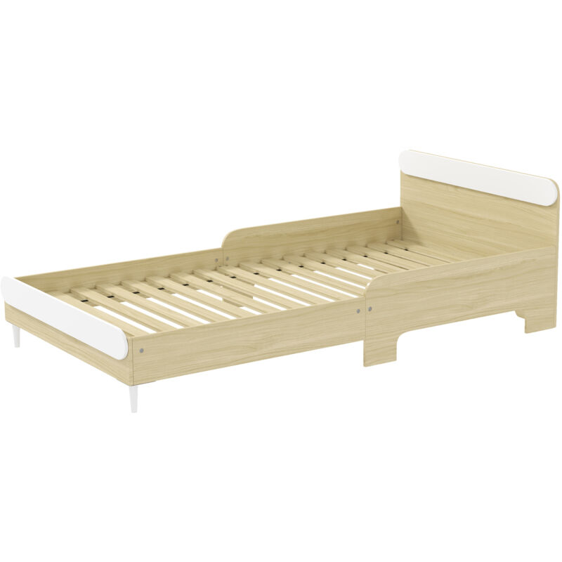 foto del prodotto aiyaplay lettino per bambini 3 10 anni basso in legno e mdf bianco e color legno