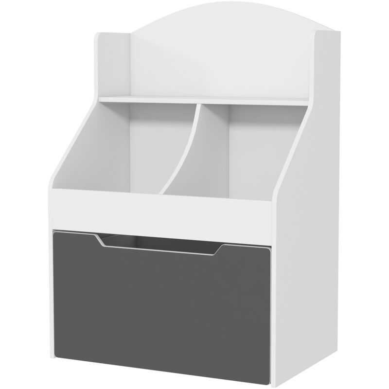 foto del prodotto aiyaplay libreria per bambini a 2 ripiani e cassetto su ruote 62x40x88cm bianco