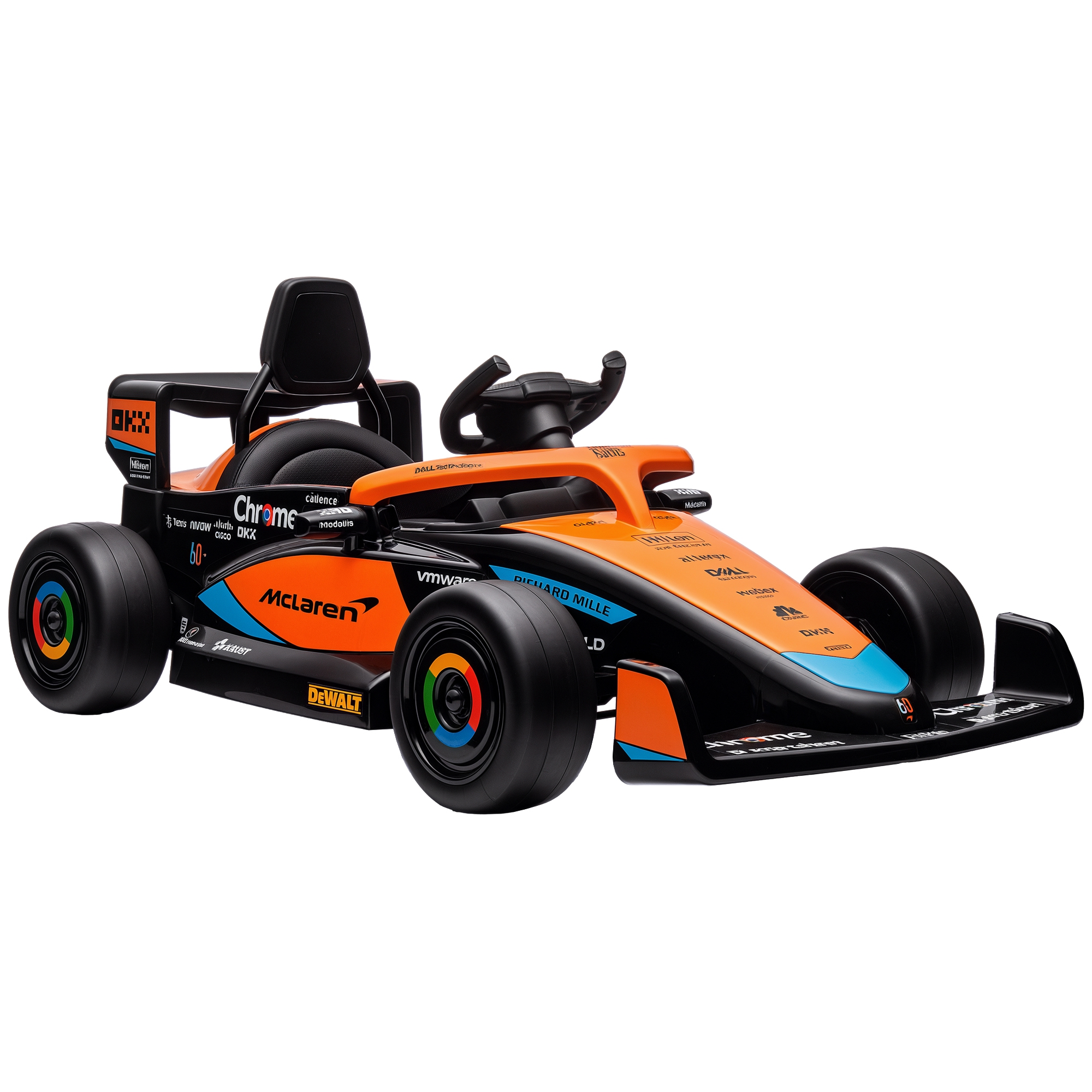 foto del prodotto aiyaplay macchina elettrica per bambini 3-5 anni con licenza mclaren, telecomando e clacson, 115x67x50 cm, arancione aosom