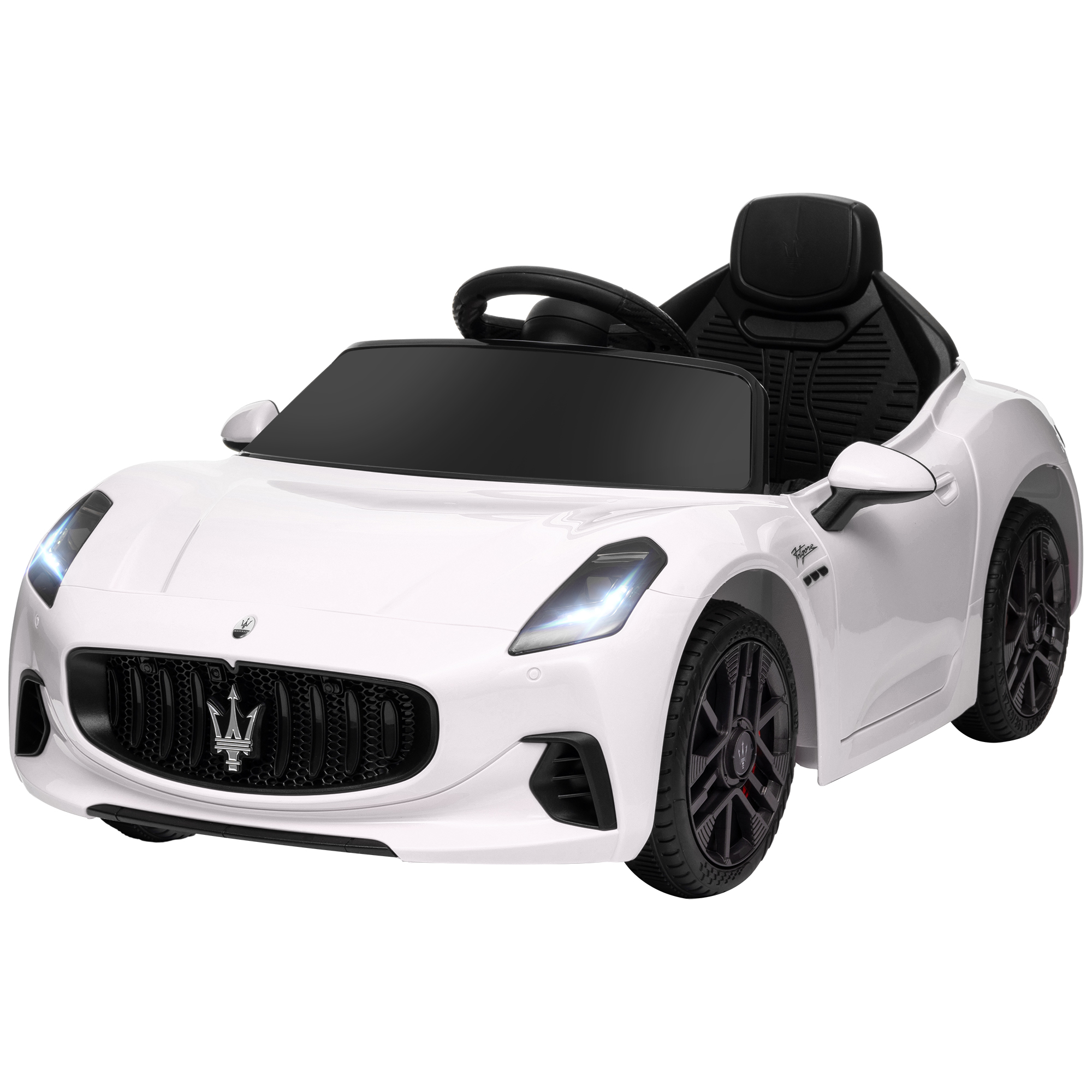 foto del prodotto aiyaplay macchina per bambini 12v maserati gran turismo folgore con telecomando, età 3-5 anni, bianco
