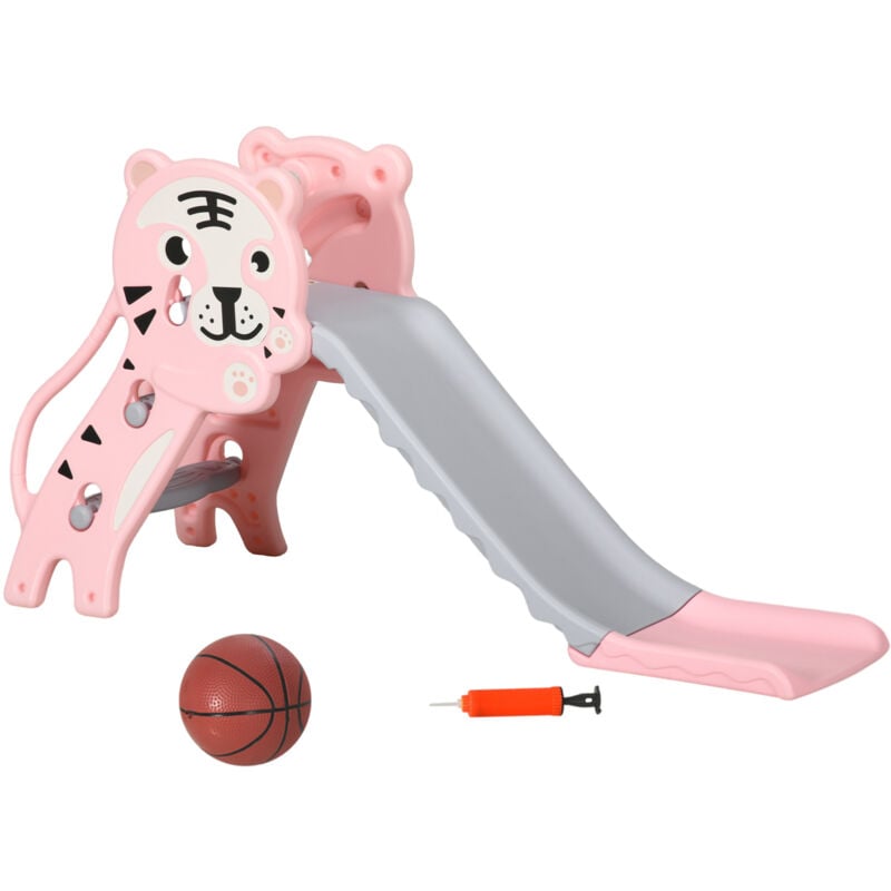 foto del prodotto aiyaplay scivolo per bimbi 18 36 mesi con canestro basket laterale rosa grigio