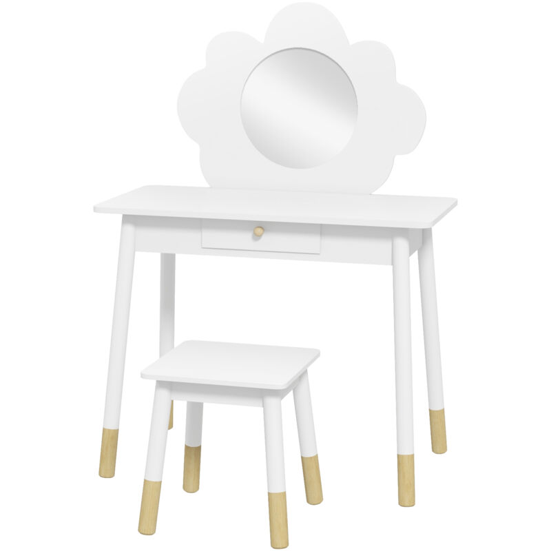 foto del prodotto aiyaplay set da trucco bambine con sgabello in legno bianco