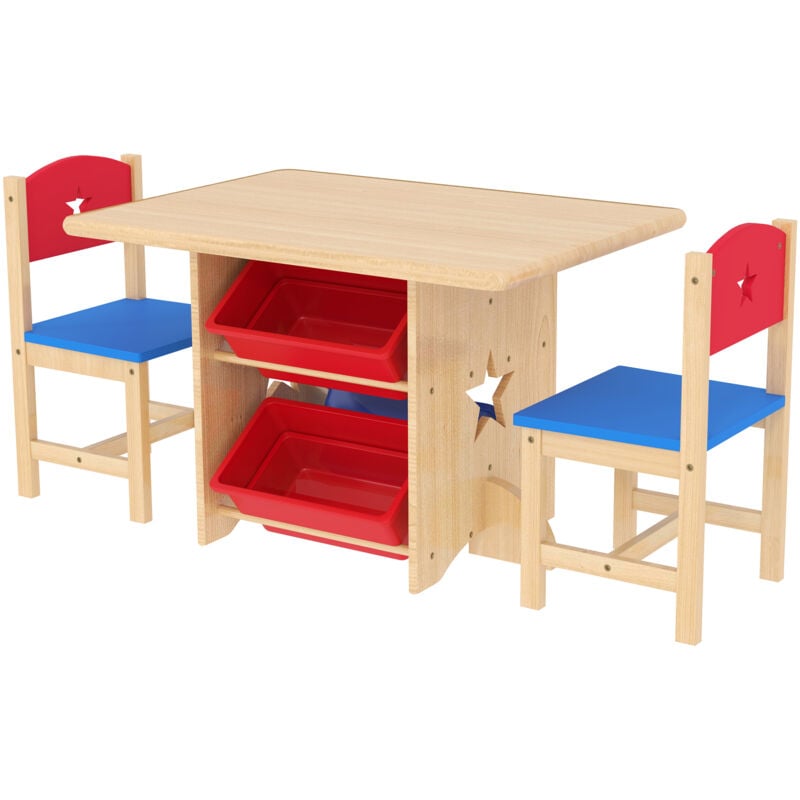 foto del prodotto aiyaplay set per bambini con 2 sedie e tavolo con 4 contenitori portaoggetti
