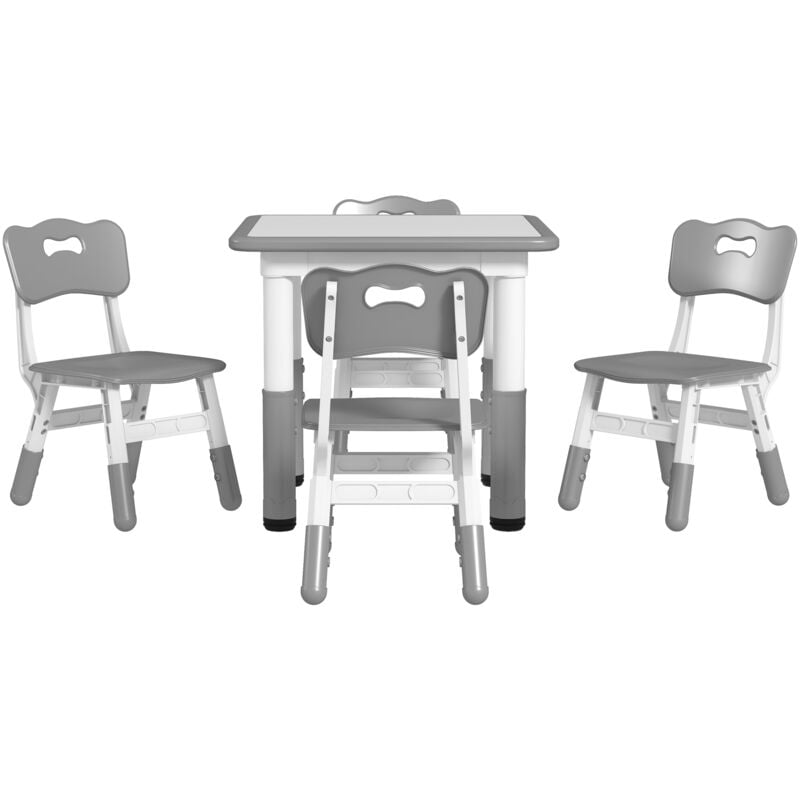 foto del prodotto aiyaplay set tavolo e sedie per bambini 5 pz in legno e pp grigio