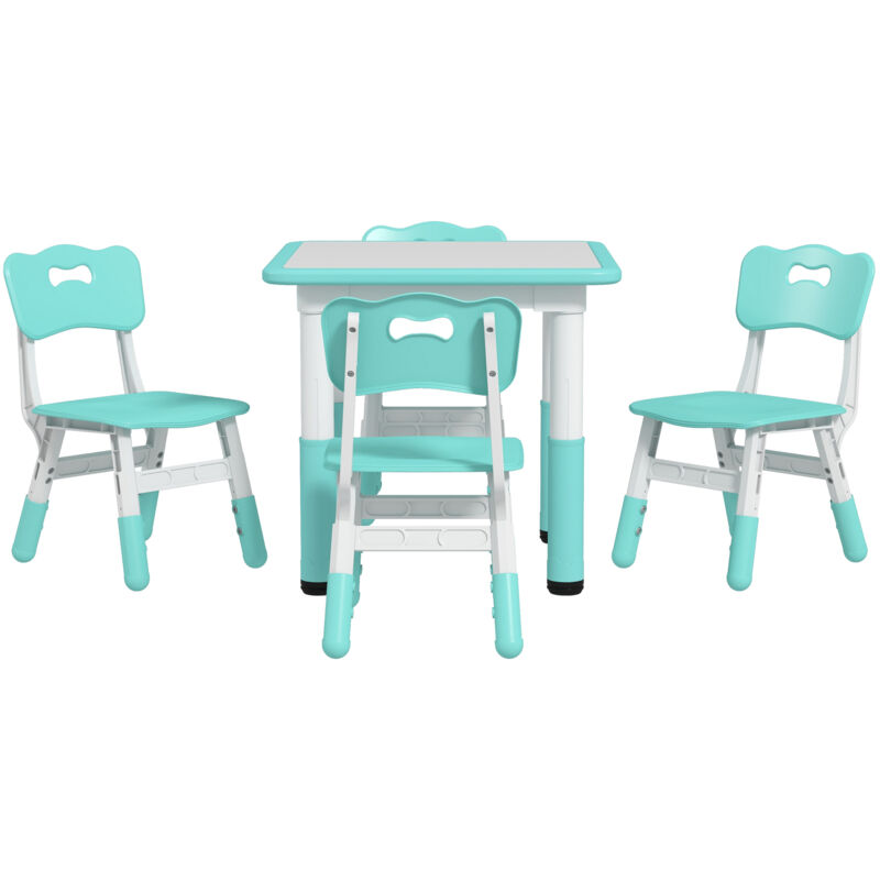 foto del prodotto aiyaplay set tavolo e sedie per bambini 5 pz in legno e pp verde
