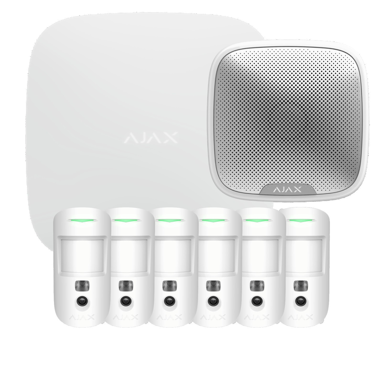 foto del prodotto ajax hub 2 kit 6x motioncam 1x streetsiren 8 pezzi allarme intelligente senza fili wifi